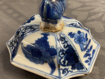 A Chinese blue and white five-piece garniture with boys and ladies, Kangxi